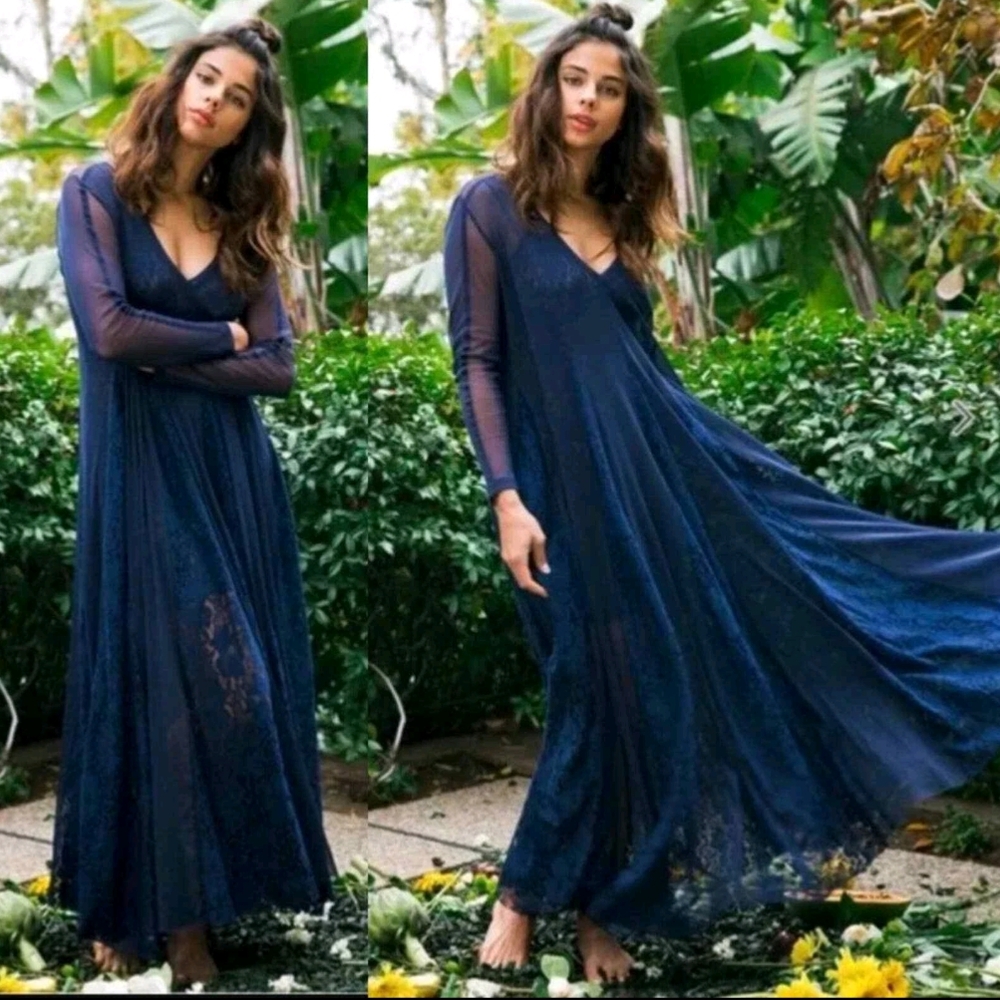 We Are HAH Mama C, Black Sheer Lace Maxi Dress